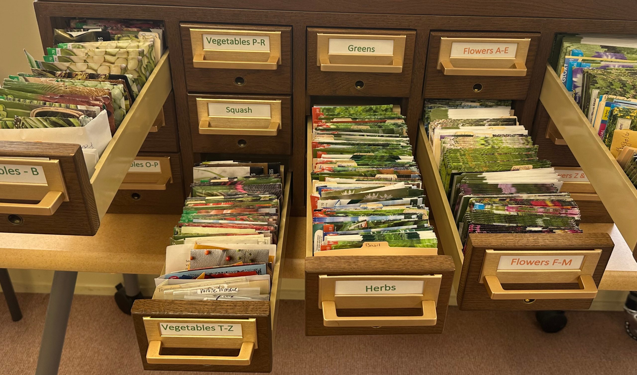 Open seed catalog drawers